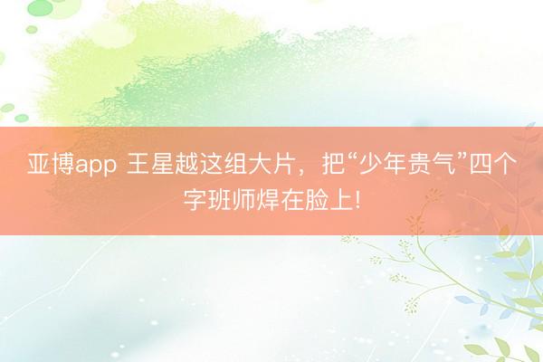 亚博app 王星越这组大片，把“少年贵气”四个字班师焊在脸上!
