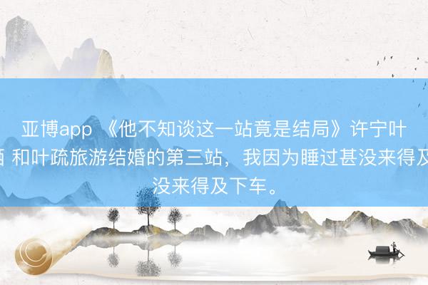 亚博app 《他不知谈这一站竟是结局》许宁叶疏林栖 和叶疏旅游结婚的第三站，我因为睡过甚没来得及下车。