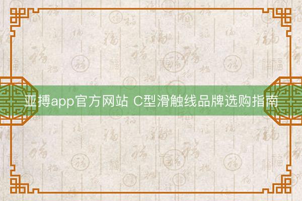 亚搏app官方网站 C型滑触线品牌选购指南