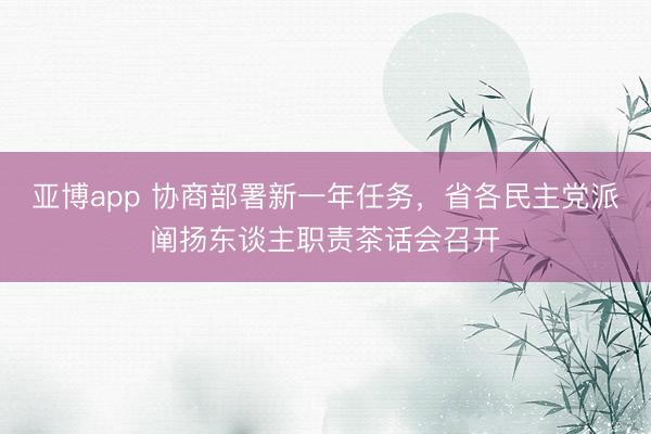 亚博app 协商部署新一年任务，省各民主党派阐扬东谈主职责茶话会召开