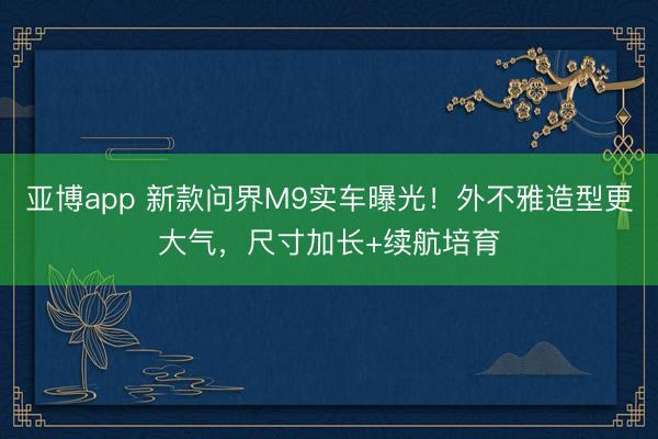 亚博app 新款问界M9实车曝光!外不雅造型更大气,尺寸加长+续航培育