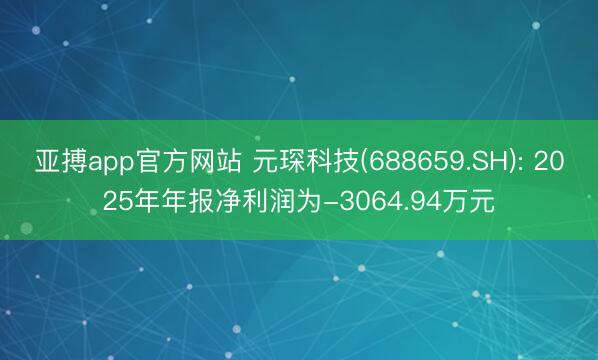 亚搏app官方网站 元琛科技(688659.SH): 2025年年报净利润为-3064.94万元