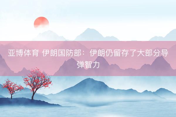 亚博体育 伊朗国防部：伊朗仍留存了大部分导弹智力
