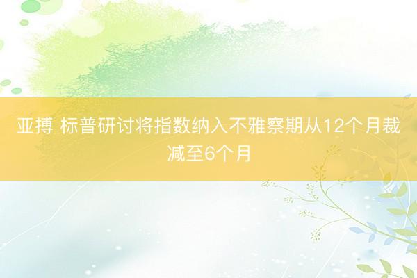 亚搏 标普研讨将指数纳入不雅察期从12个月裁减至6个月
