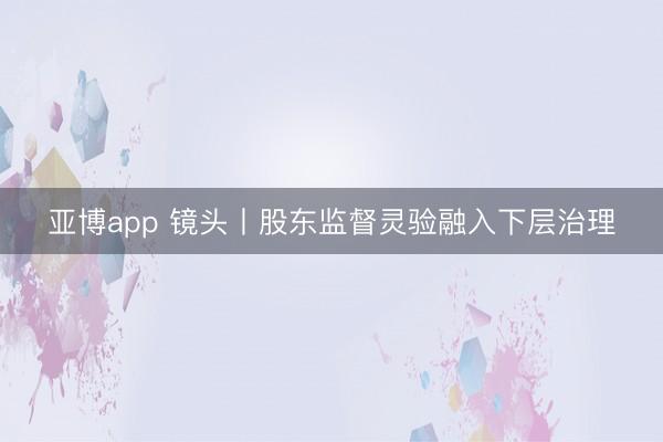 亚博app 镜头丨股东监督灵验融入下层治理